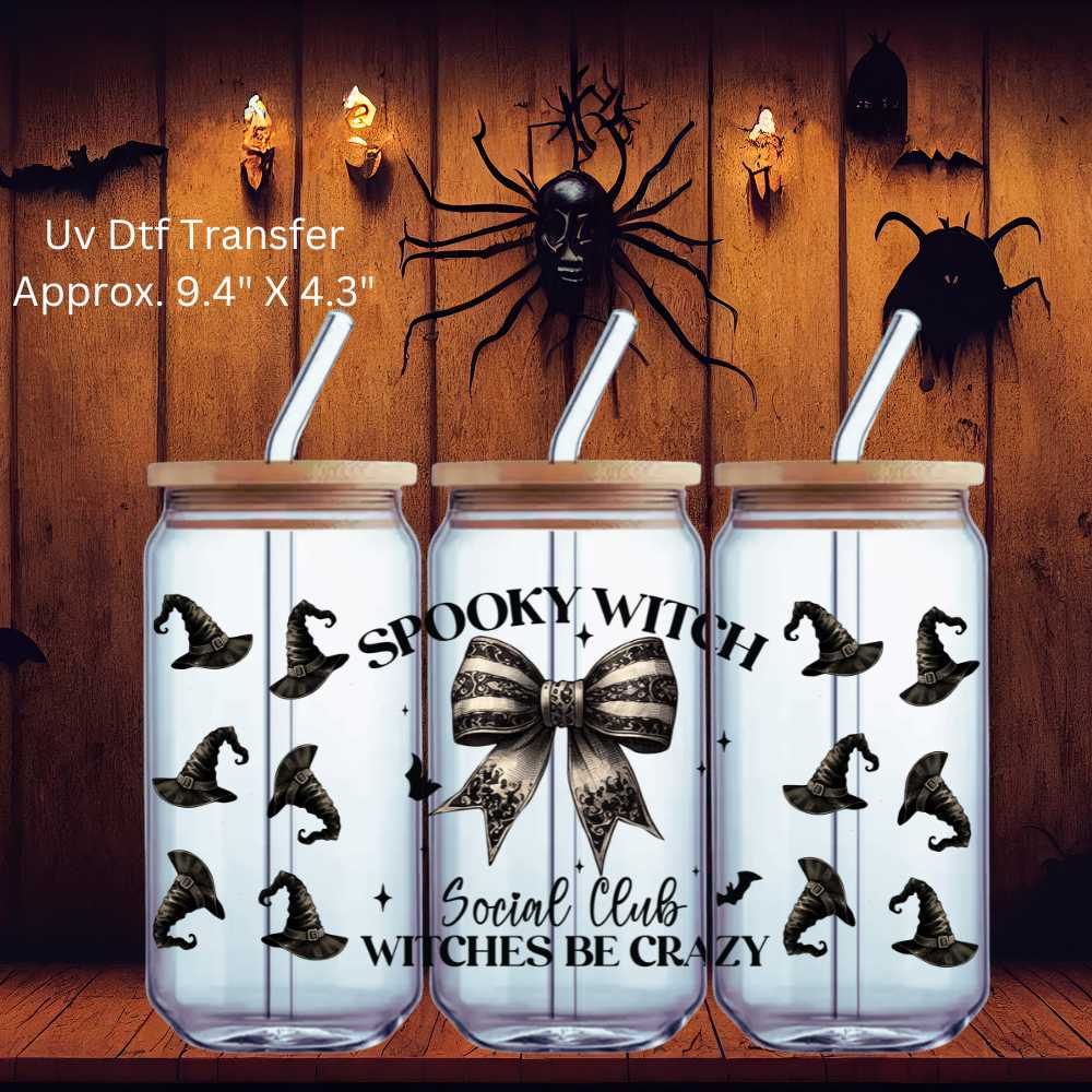 Uv Dtf Wrap Spooky Witch Social Club |  Halloween | Double Sided Uv Dtf