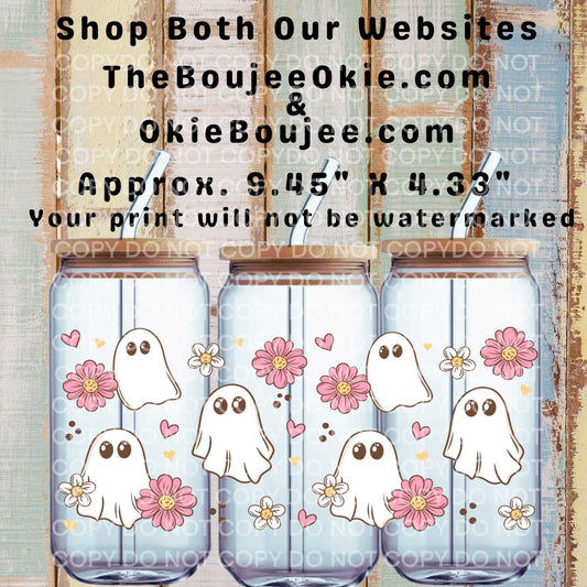 Pink Daisies & Ghosts Double-Sided UV DTF Wrap