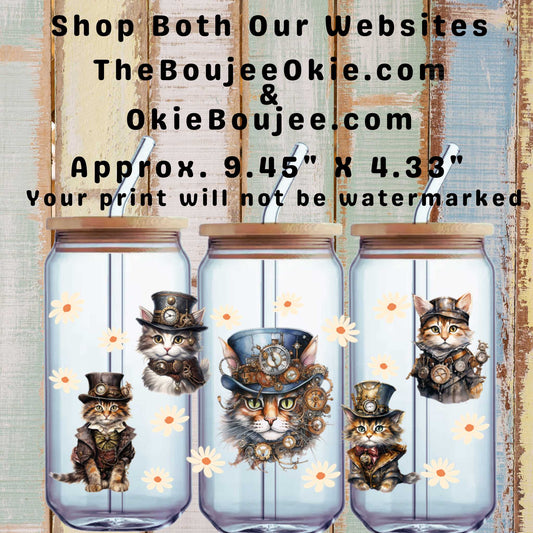 Steampunk Cats Double Sided Uv Dtf Wrap
