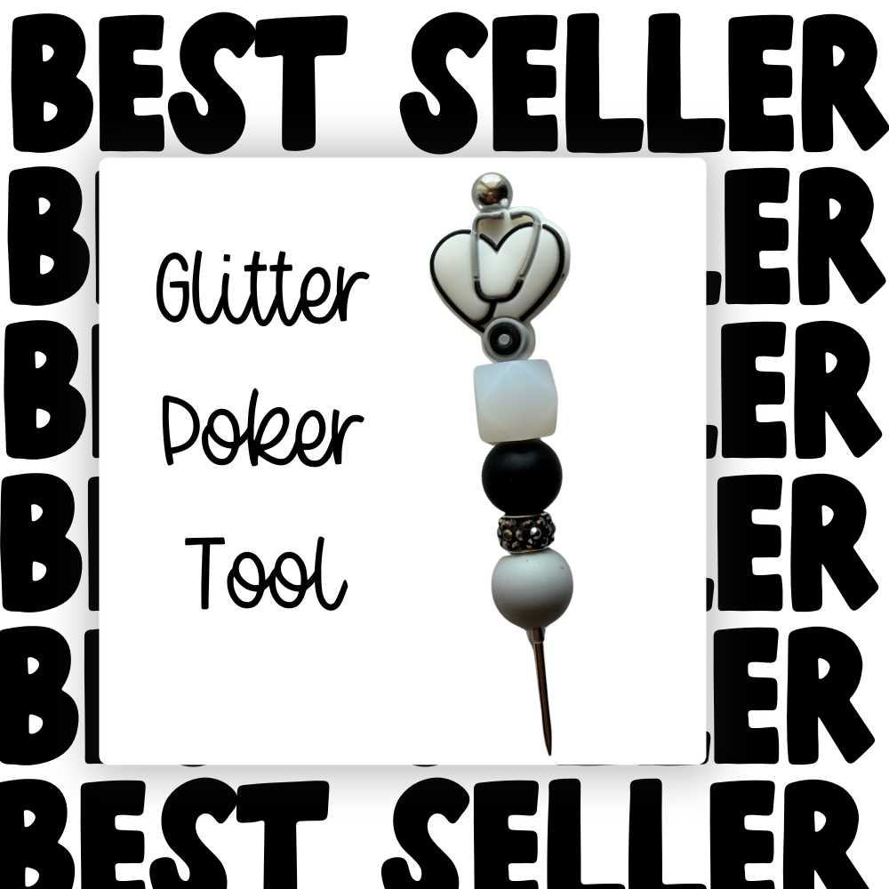 Fancy Beaded Glitter Poker Tool-Stethoscope Heart
