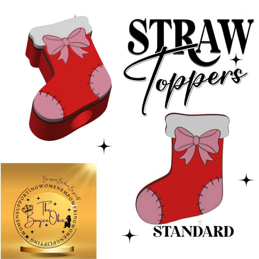 Christmas Stocking Straw Topper For Standard Straws