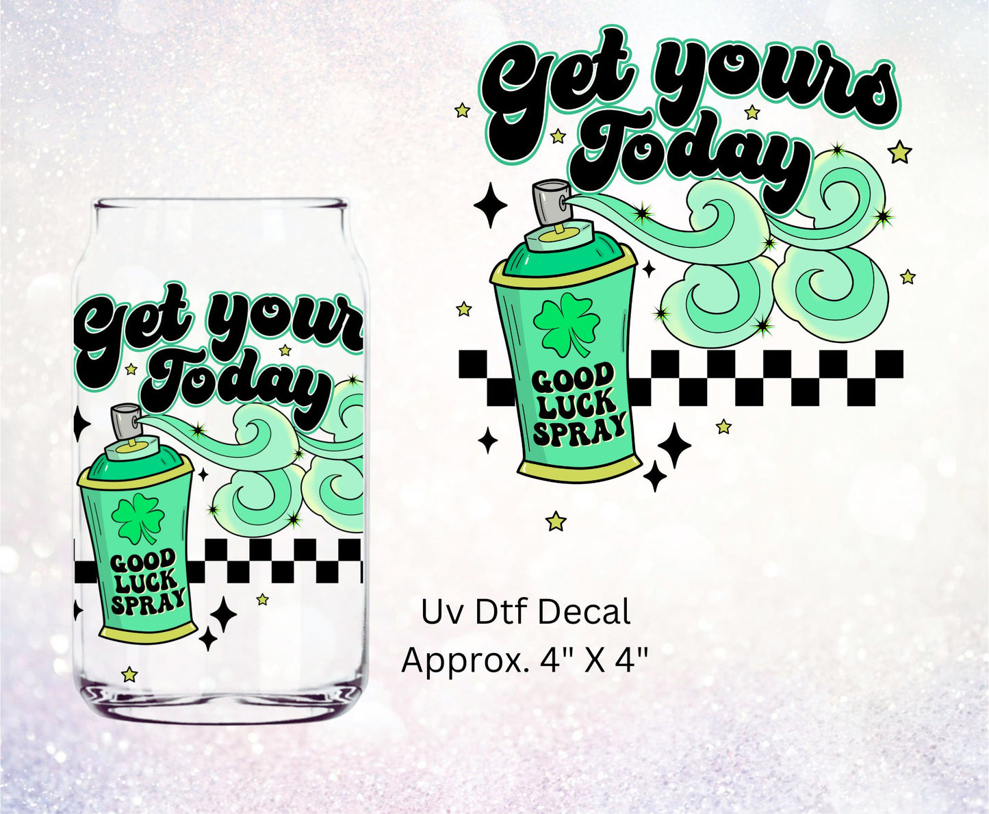 Uv Dtf Decal Good Luck Spray St Patrick's Day