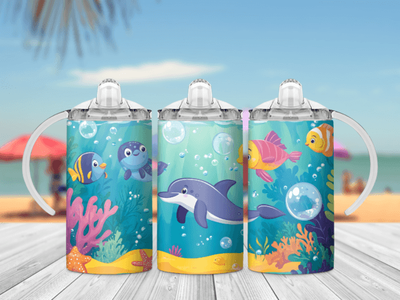 Under The Sea Dolphin 12oz Tumbler Sublimation Print | Kids