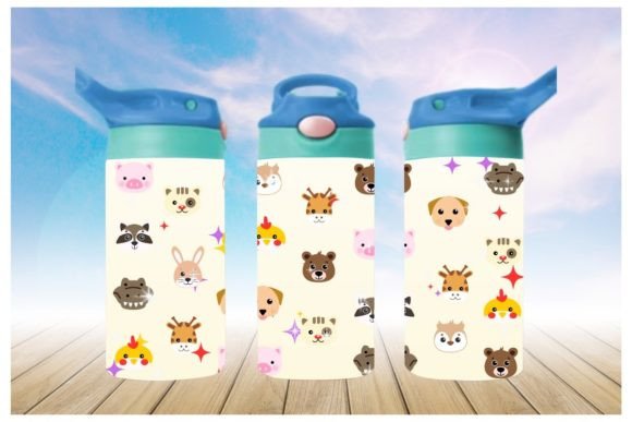 Little Animal Faces 12oz Tumbler Sublimation Print | Kids