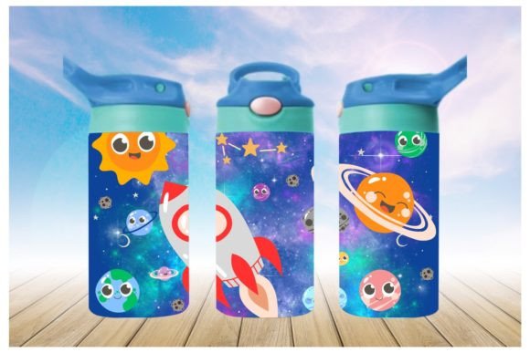 Cartoon Outer Space 12oz Tumbler Sublimation Print | Kids