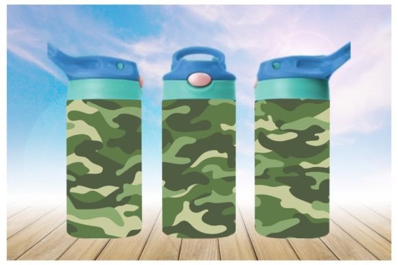 Green Camo 12oz Tumbler Sublimation Print | Kids