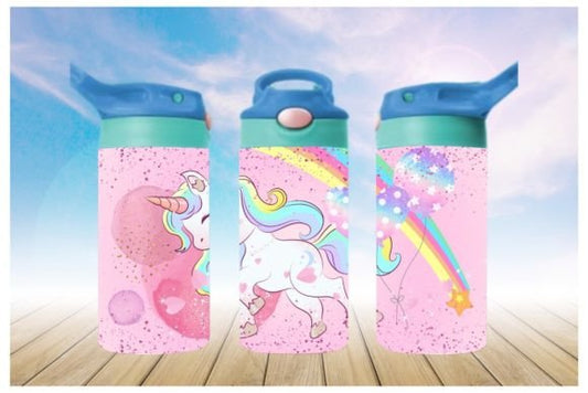 Unicorn Rainbow on Pink 12oz Tumbler Sublimation Print | Kids