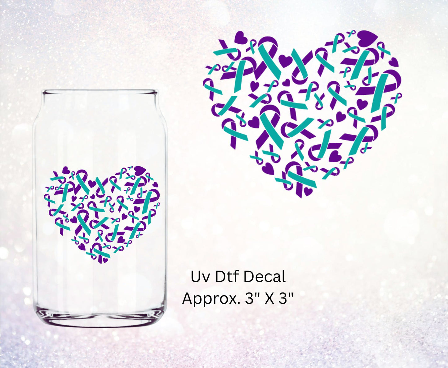 Uv Dtf Decal Suicide Prevention Ribbons Heart