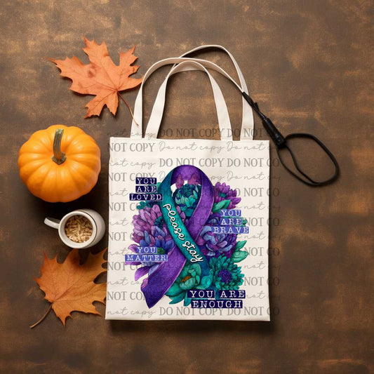 Suicide Awareness Tote Bag Sublimation Print