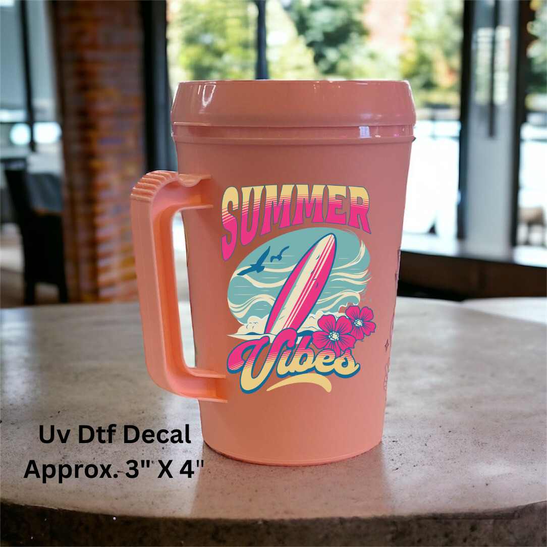 Uv Dtf Decal Summer Vibes Surfboard