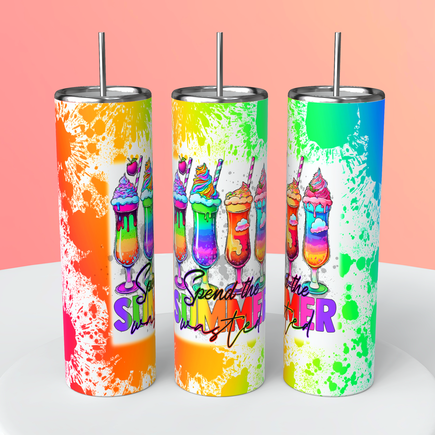 Spend The Summer Wasted 20oz Skinny Tumbler Sublimation Print