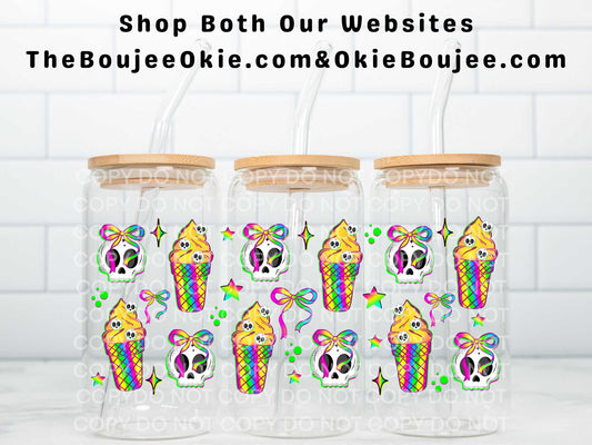 Summerween Skelly Ice Cream Cones Uv Dtf Wrap Double Sided