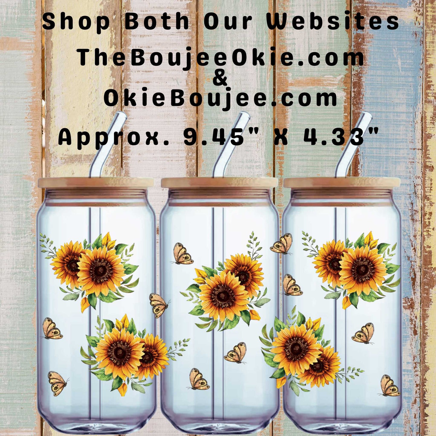 Sunflowers & Butterflies Double-Sided UV DTF Wrap