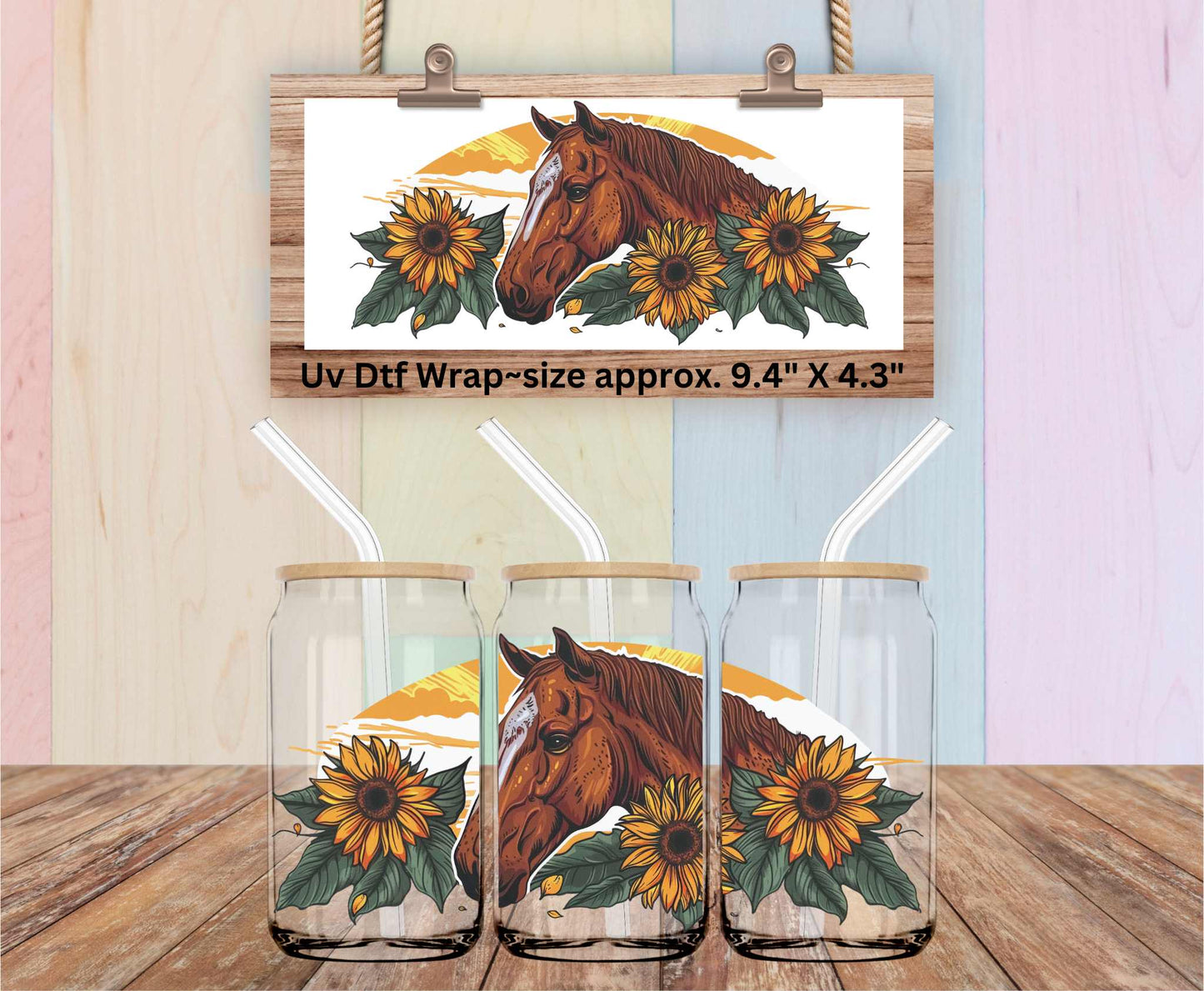 Uv Dtf Wrap Sunflower Horse