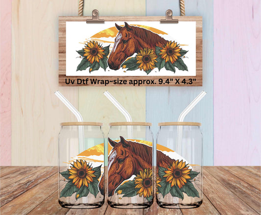 Uv Dtf Wrap Sunflower Horse