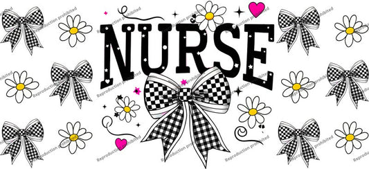 Nurse Uv Dtf Wrap Checkered Bows