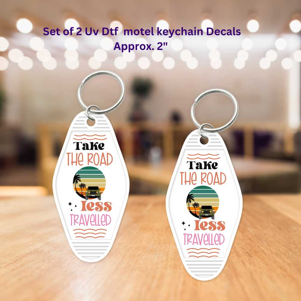 Take The Road Less Travelled Motel Keychain Decals Set of 2