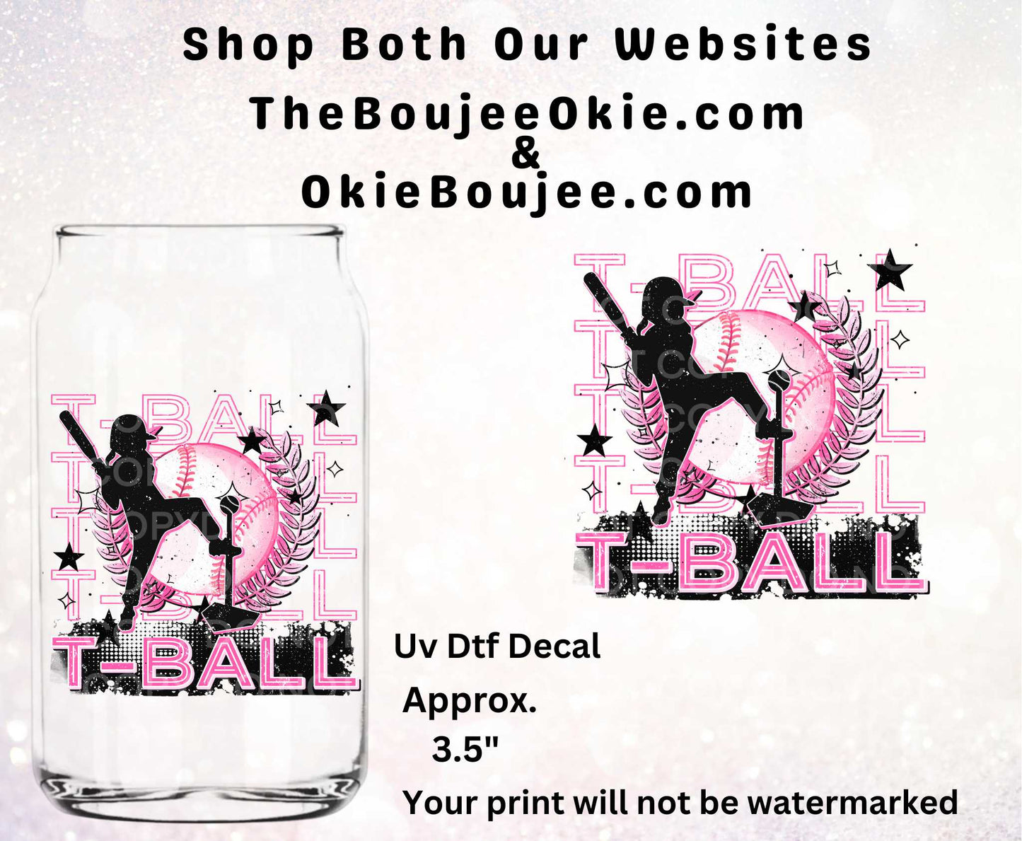 T-Ball In Pink Double-Sided UV DTF Decal