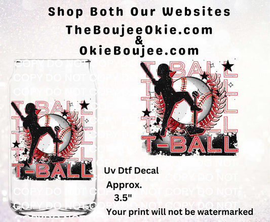 T-Ball In Red Double-Sided UV DTF Decal