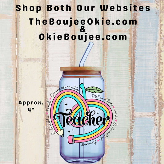 Teacher Pencil Apple Uv Dtf Decal Double Sided