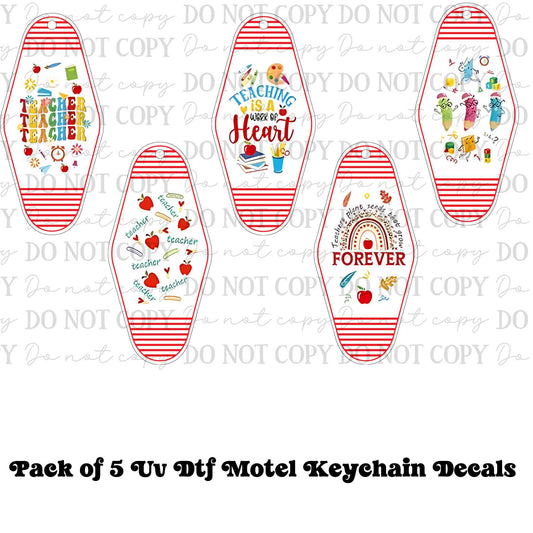 Teacher Bundle Motel Keychain UV DTF Decal Set – Pack of 5