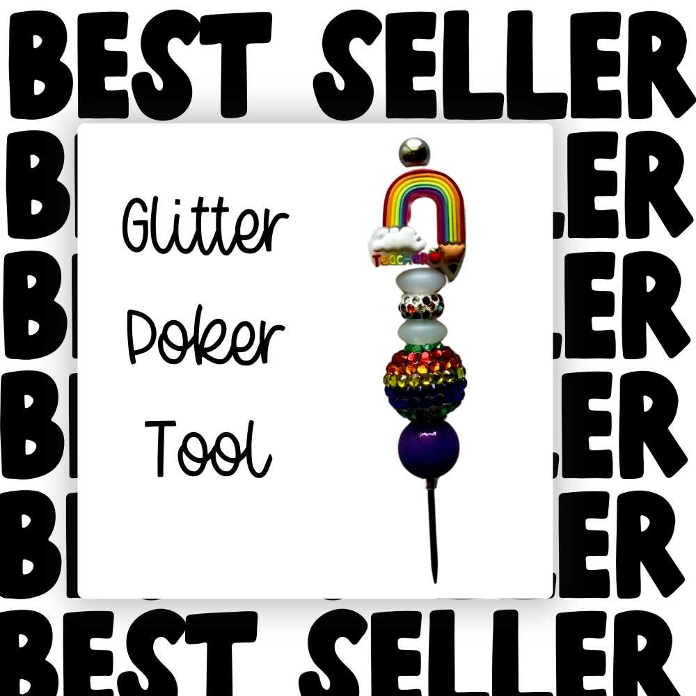 Fancy Beaded Glitter Poker Tool-Teacher Rainbow Pencil