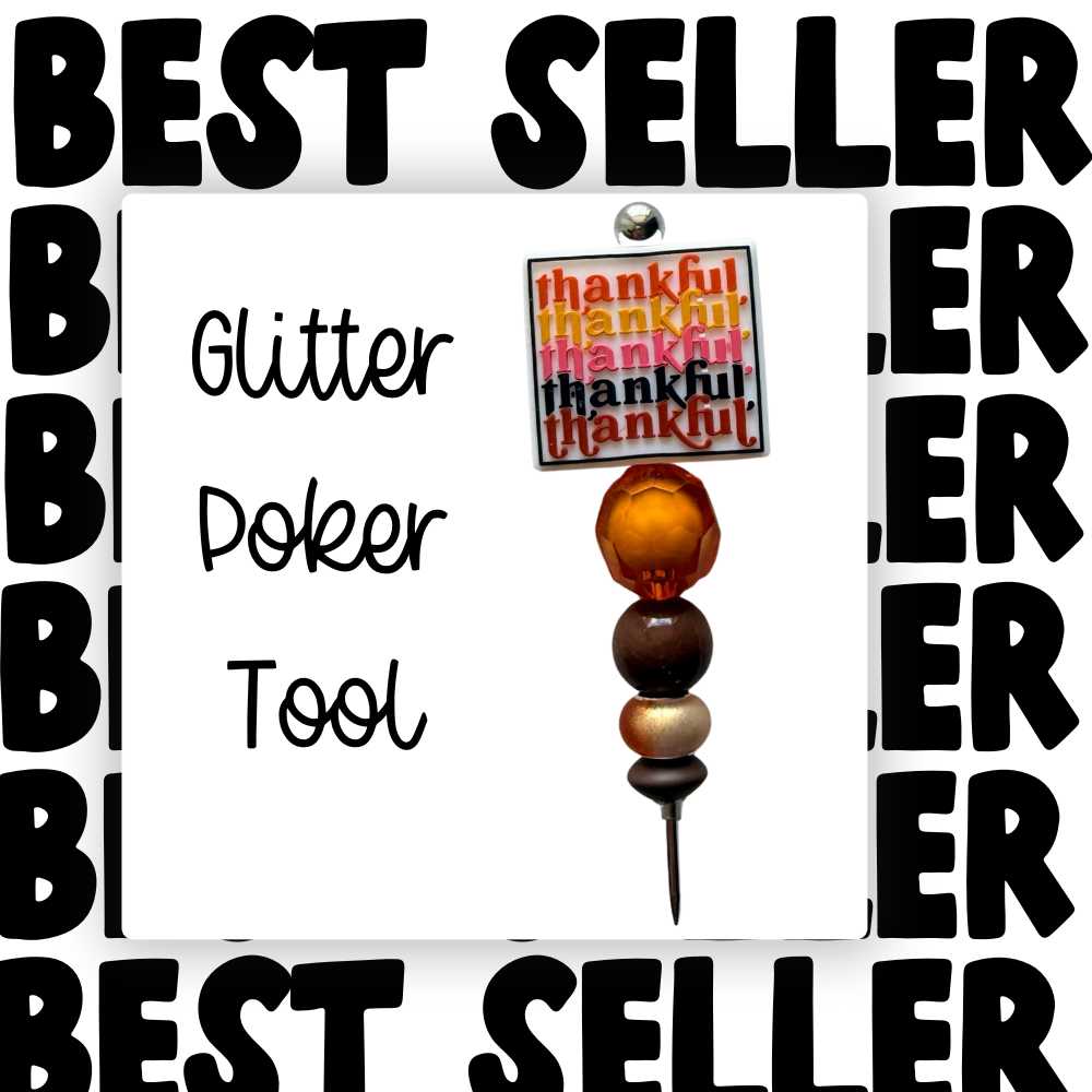 Fancy Beaded Glitter Poker Tool-Thankful