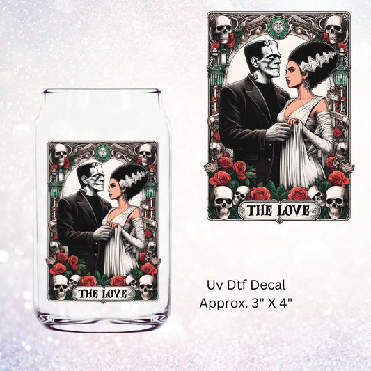 Vintage Frankenstein The Love Tarot Card  Double-Sided UV DTF Decal