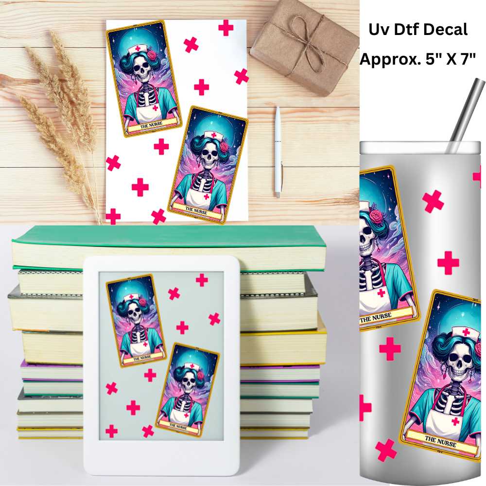 The Nurse Tarot Uv Dtf Decal 5 X 7 Use on Notebooks, Tablets Covers, 20oz Tumblers or Any Hard Smooth Surface