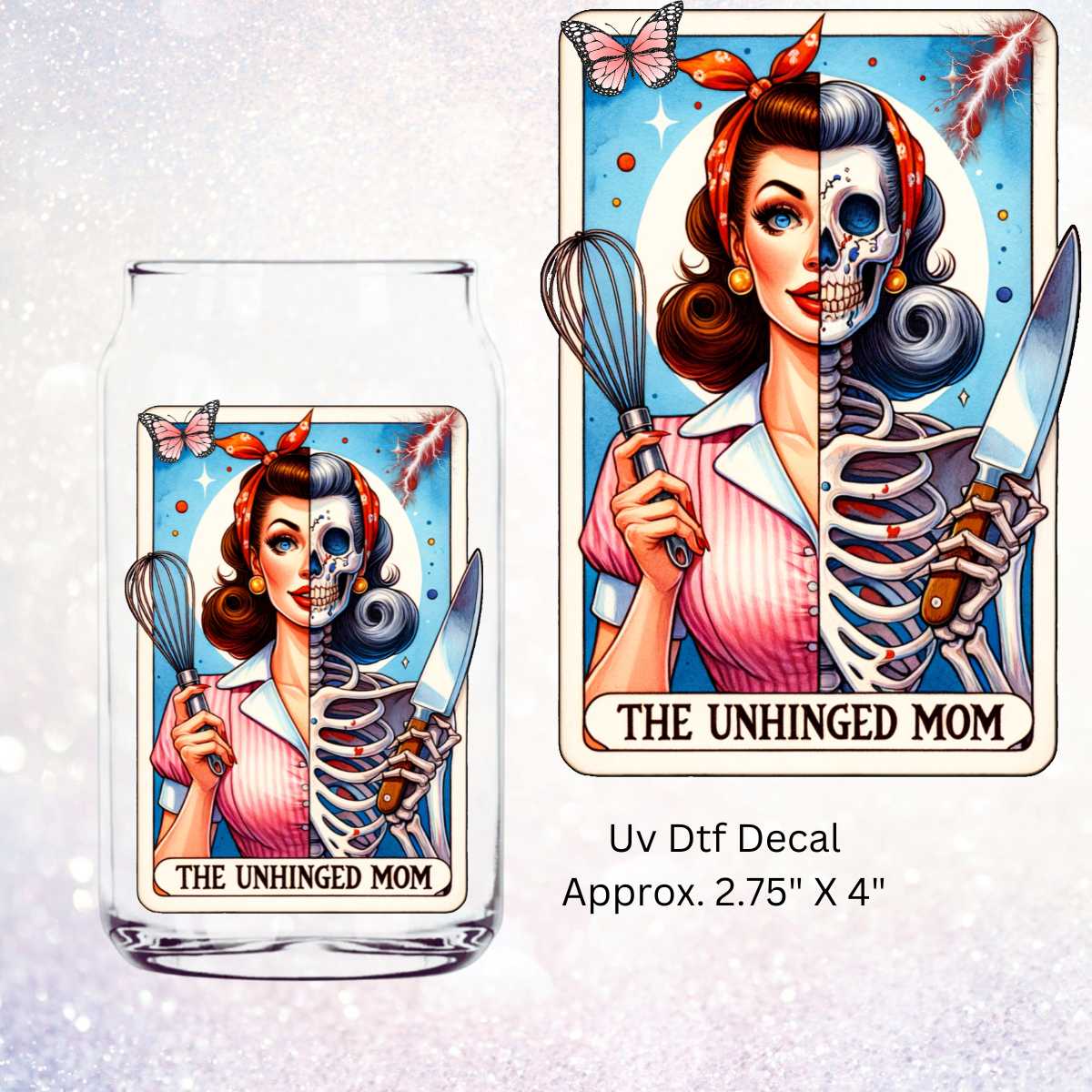 The Unhinged Mom Tarot Card Double-Sided UV DTF Decal