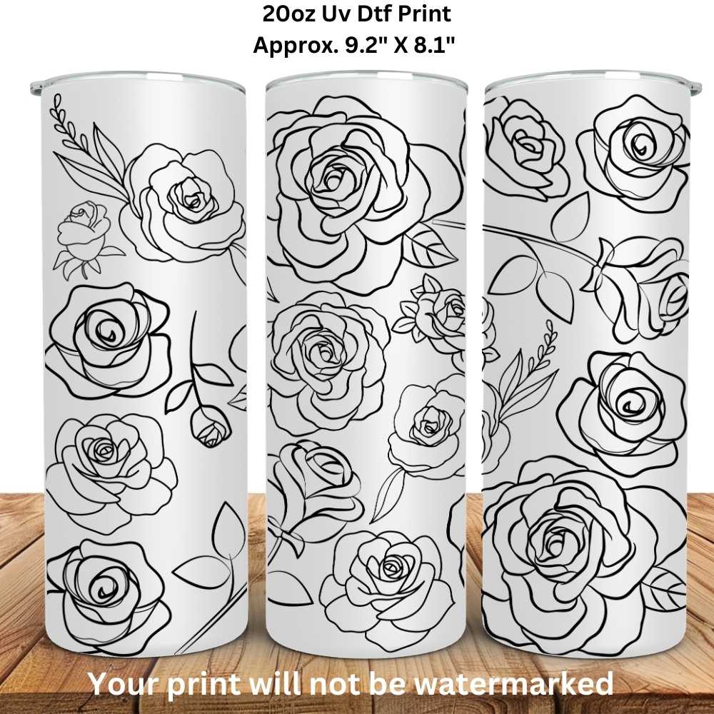 Black Roses 20oz Uv Dtf Wrap