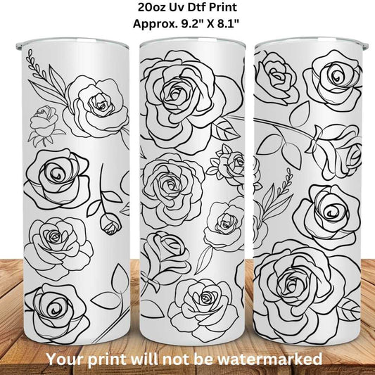 Black Roses 20oz Uv Dtf Wrap