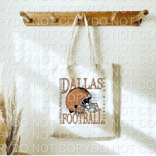 Dallas Football Game Day Canvas Tote Bag – Leopard Football Helmet Design | 12x14