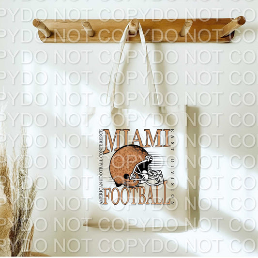 Miami Football Game Day Canvas Tote Bag – Leopard Football Helmet Design | 12x14