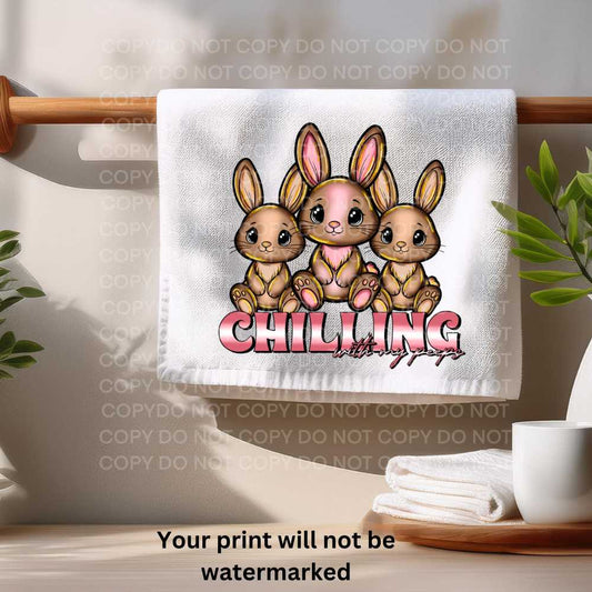 Chilling With My Peeps Bunnies Towel Sublimation Print | Easter