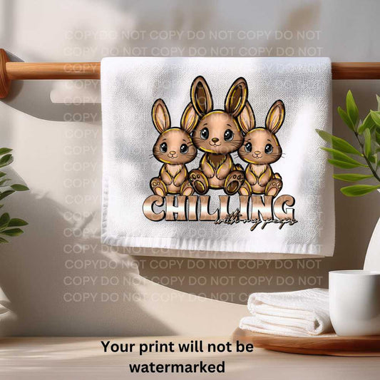 Chilling With My Peeps Chocolate Bunnies Towel Sublimation Print | Easter