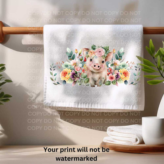 Floral Pig Towel Sublimation Print