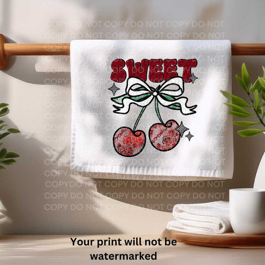 Sweet Cherry Lace Towel Sublimation Print