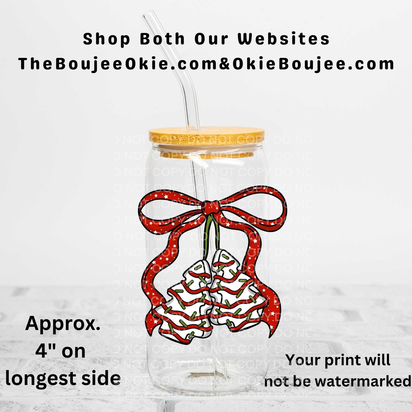 Christmas Tree Cakes Bow Uv Dtf Decal