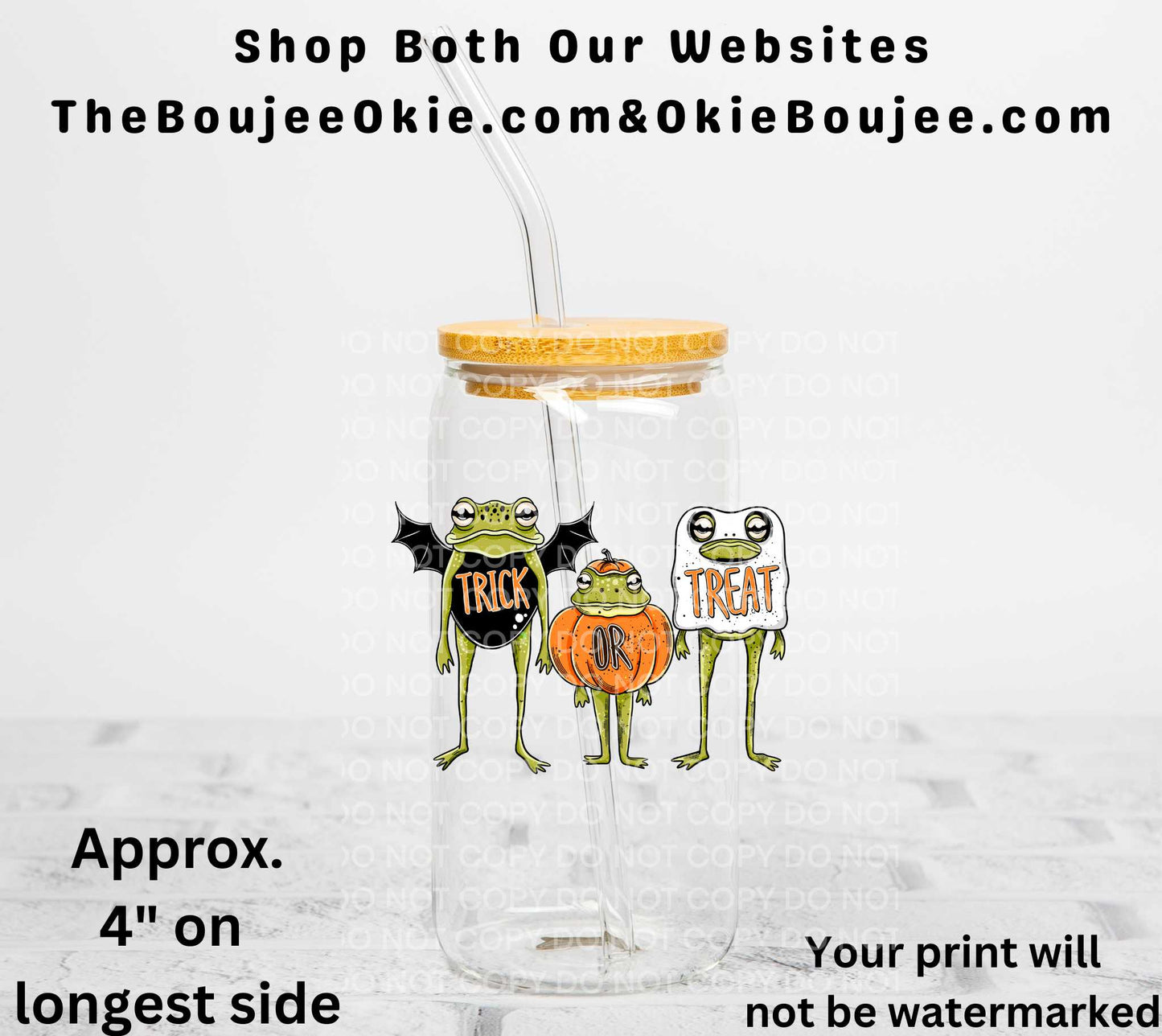 Trick Or Treat Frogs UV DTF Decal Double Sided