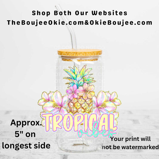 Tropical Vibes Uv Dtf Decal Double Sided