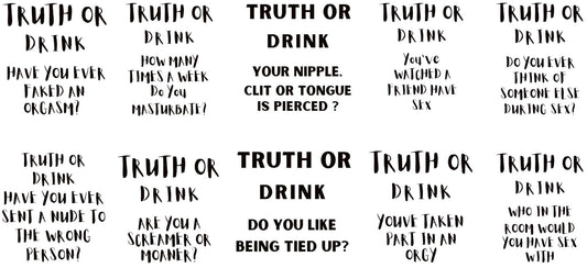 Uv Dtf Shot Glass Decals Set of 10 Truth Or Drink Drinking Game Warning Sexual Nature Set 1
