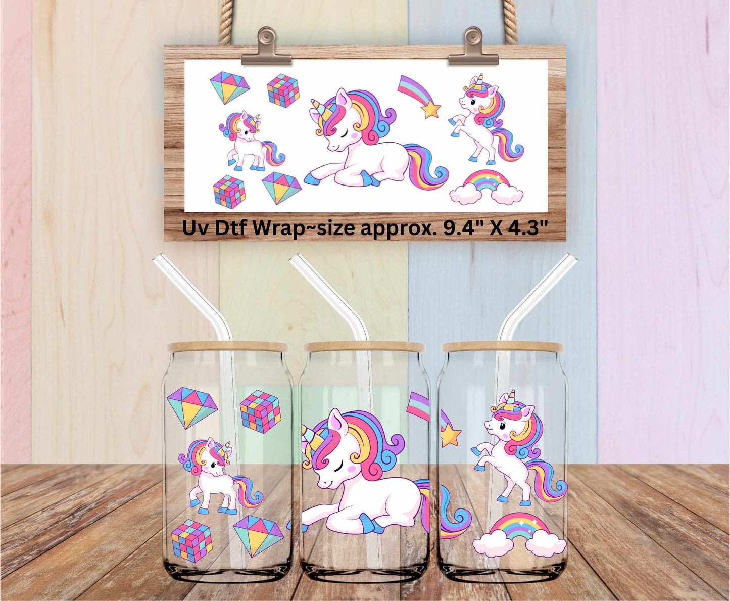 Uv Dtf Wrap Unicorns & Rainbows \Unicorn