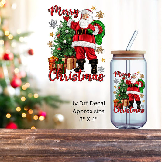 Uv Dtf  Decal Merry Christmas Santa | Christmas in July