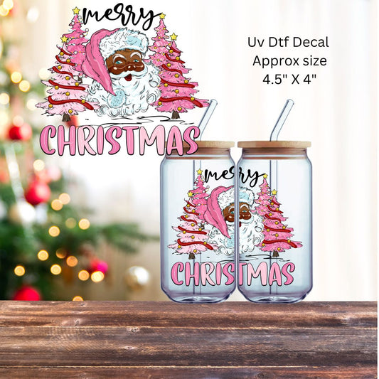 Uv Dtf  Decal Christmas Santa Merry Christmas | Christmas in July