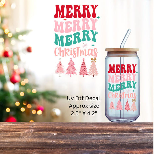 Uv Dtf Decal Merry Merry Merry Christmas | Christmas in July