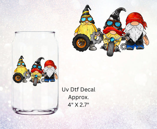 Uv Dtf Decal Biker Gnomes