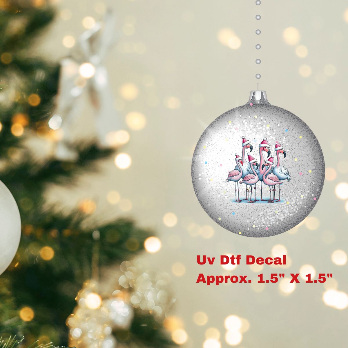 Uv Dtf Ornament Decal Christmas Flamingo