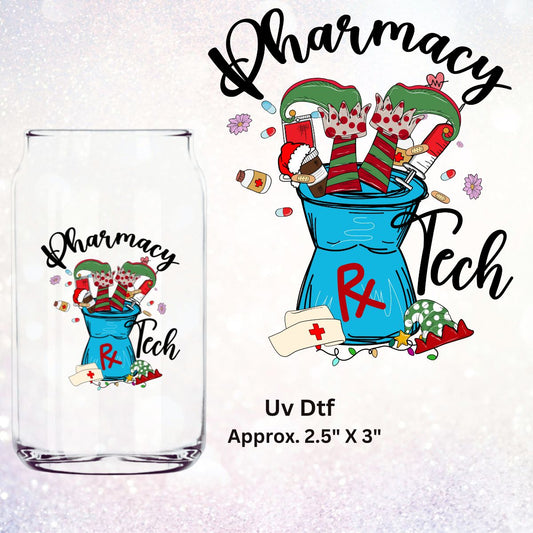 Uv Dtf Decal Pharmacy Tech Christmas