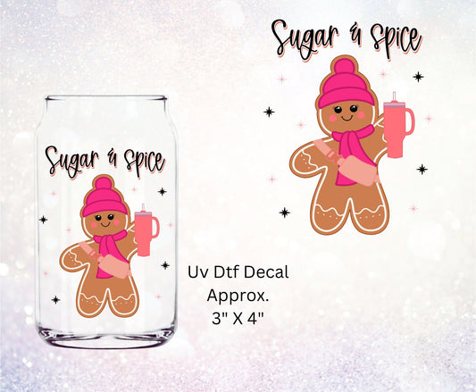 Uv Dtf Decal Sugar & Spice Gingerbread Girl | Christmas